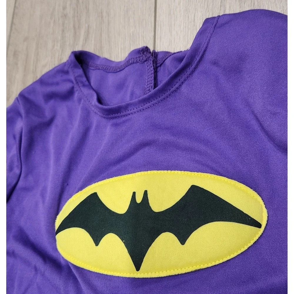 DC Super Hero Girls Batgirl Costume Purple Yellow Jumpsuit Kids M 8-10 Halloween